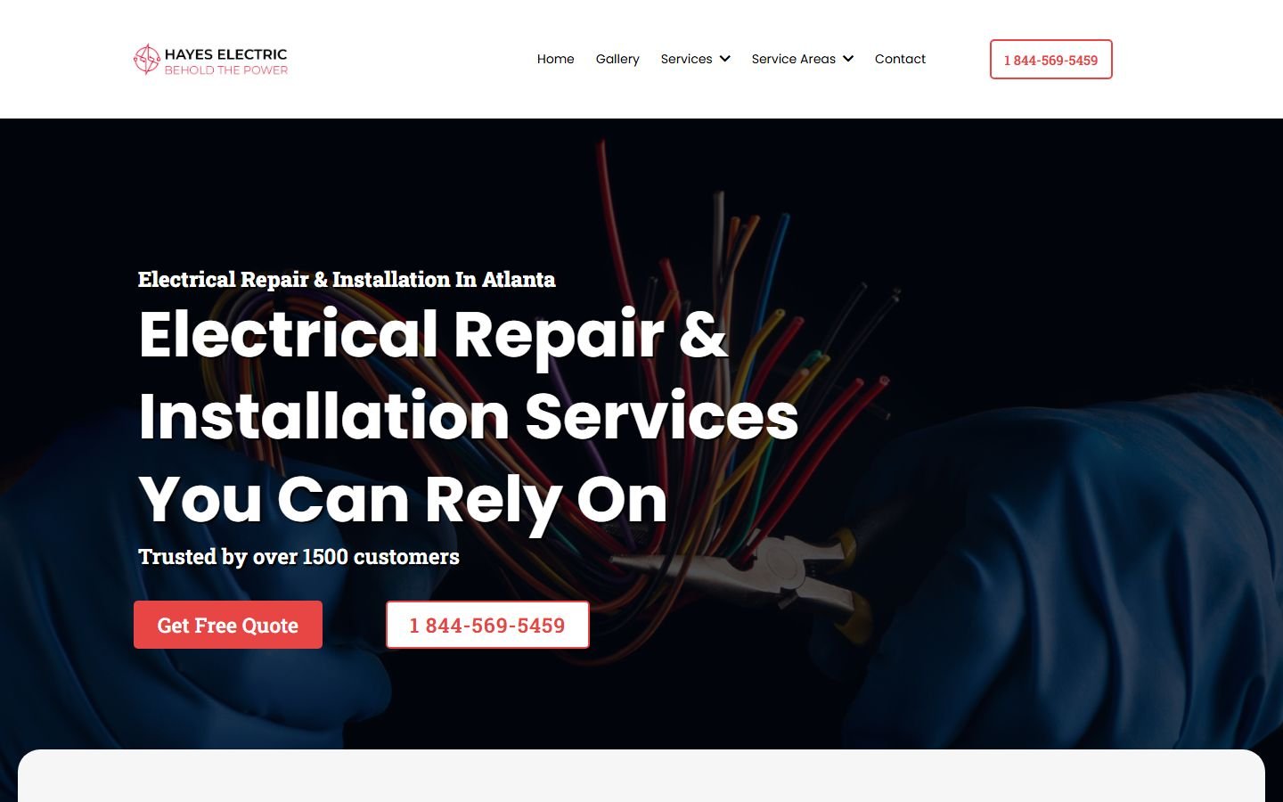 Hayes Electric website on desktop